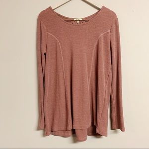 KORI Long Sleeve Ribbed Sweater With Back Bow Tie